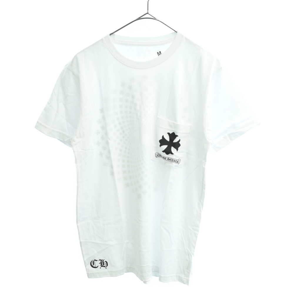 CHROME HEARTS(クロムハーツ) CHプラススクロールラベルプリント半袖Tシャツ ホワイト