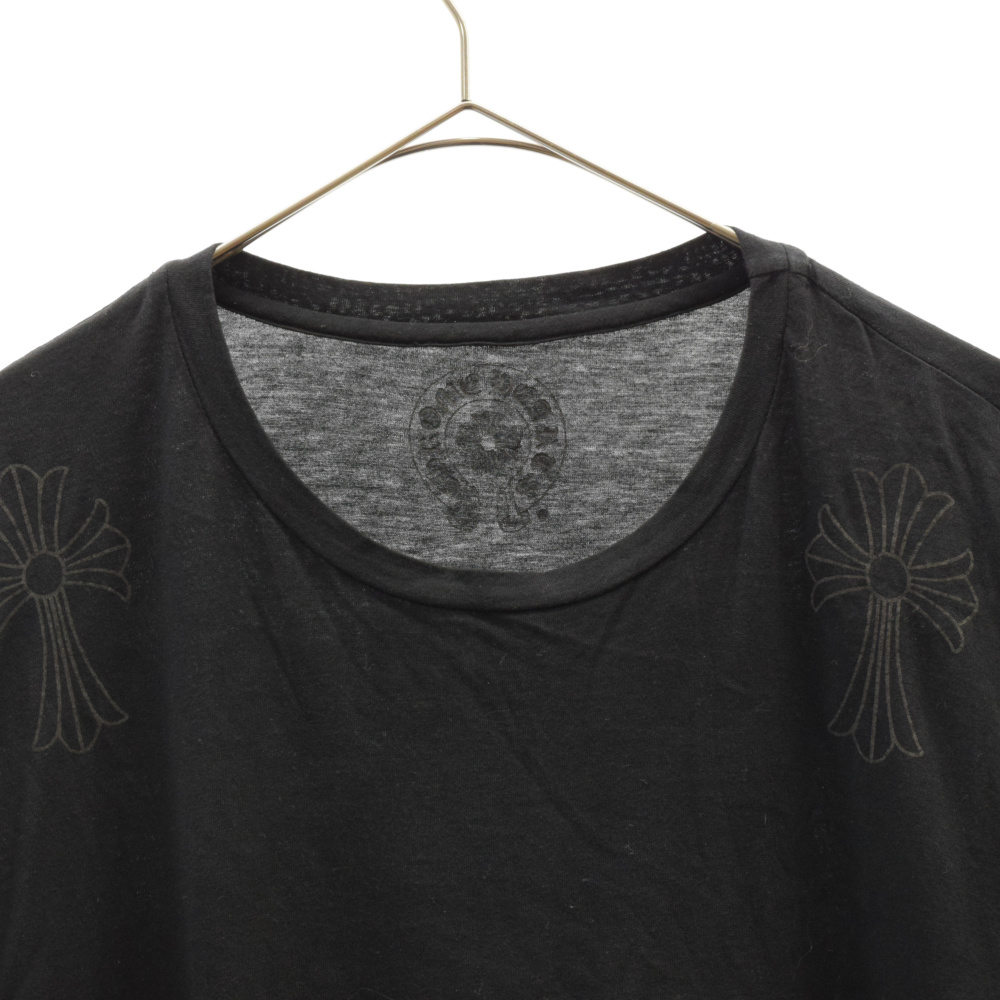 CHROME HEARTS(クロムハーツ) CHクロスプリント 半袖Tシャツ カットソー ブラック XL【7021K070004】