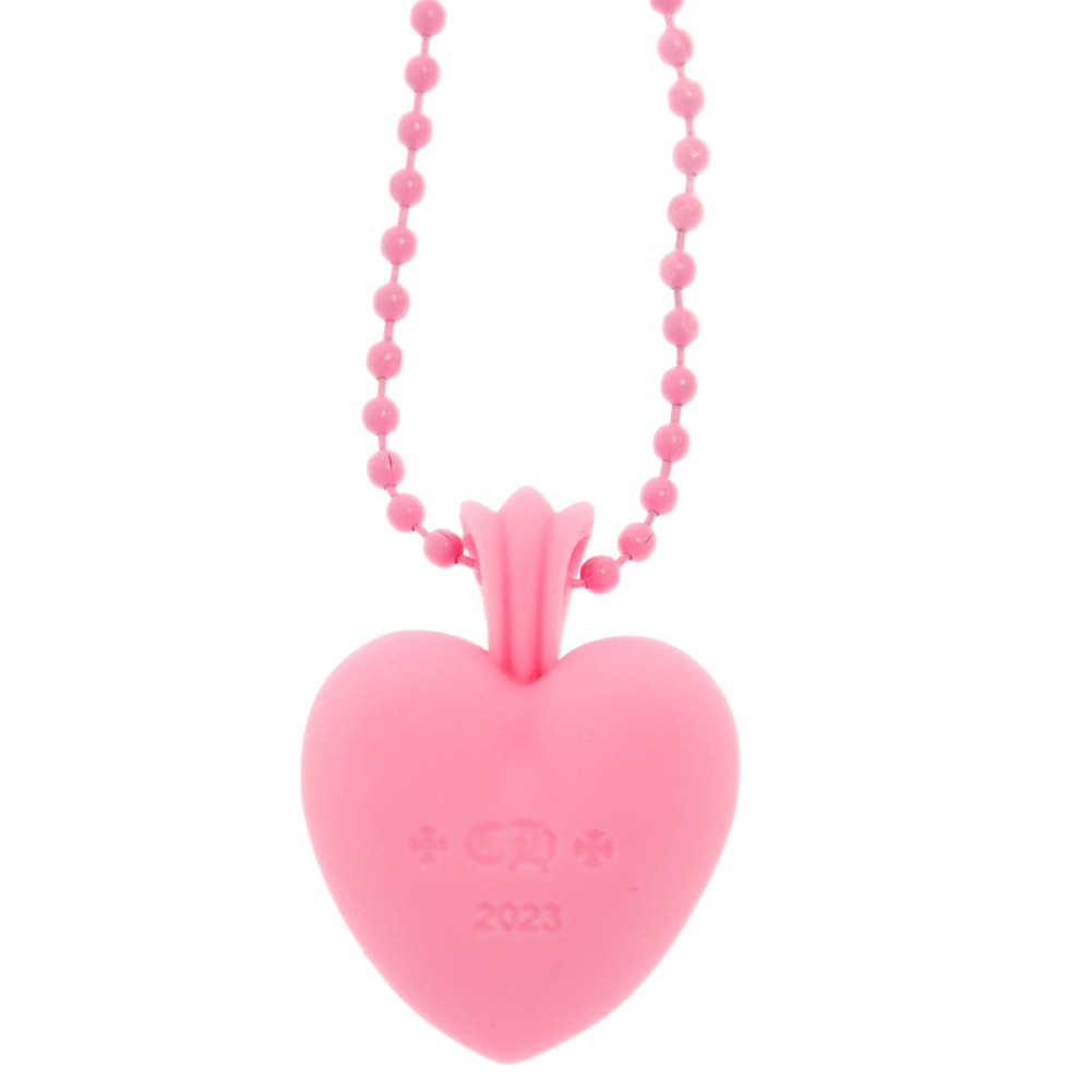 CHROME HEARTS(クロムハーツ) 23SS Silicone Rubber Heart Necklace シリコンラバー ハートネックレス ペンダント ボールチェーン ピンク【1324A270006】