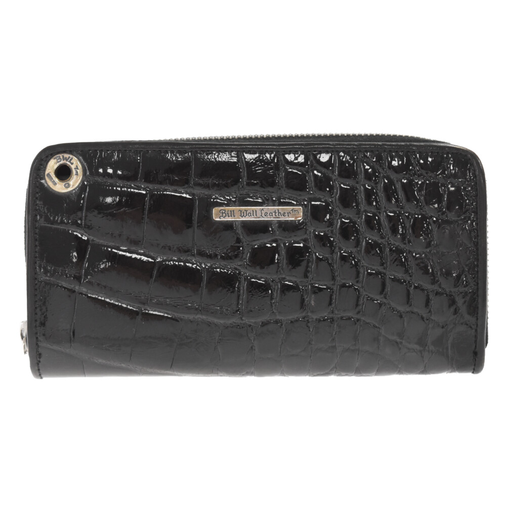 Bill Wall Leather/BWL(ビルウォールレザー) Zipper Wallet Anaconda クロコ型押しラウンドファスナー長財布 ブラック【2023J190018】