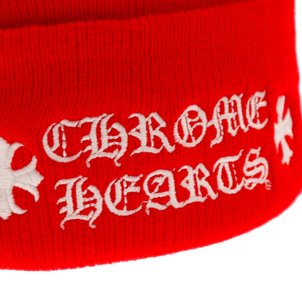 CHROME HEARTS(クロムハーツ) LOGO BEANIE WATCH CAP ニット帽 ビーニー ニットキャップ レッド【2024A040026】