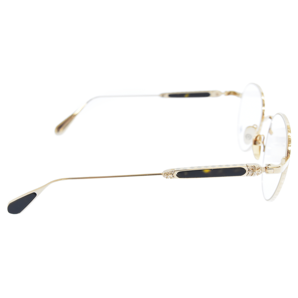 クロムハーツ  ORALGAMI III CHプラスモチーフラウンドフレームアイウェア眼鏡  メンズ 51□20-145ファッション小物