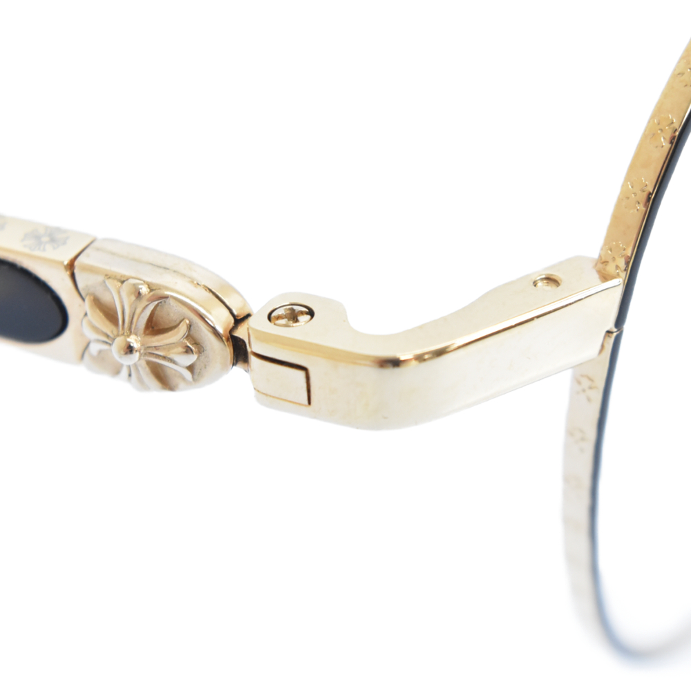 CHROME HEARTS(クロムハーツ) ORALGAMI III CHプラスモチーフラウンドフレームアイウェア眼鏡 サングラス メガネ ブラック/ゴールド【7022C310003】