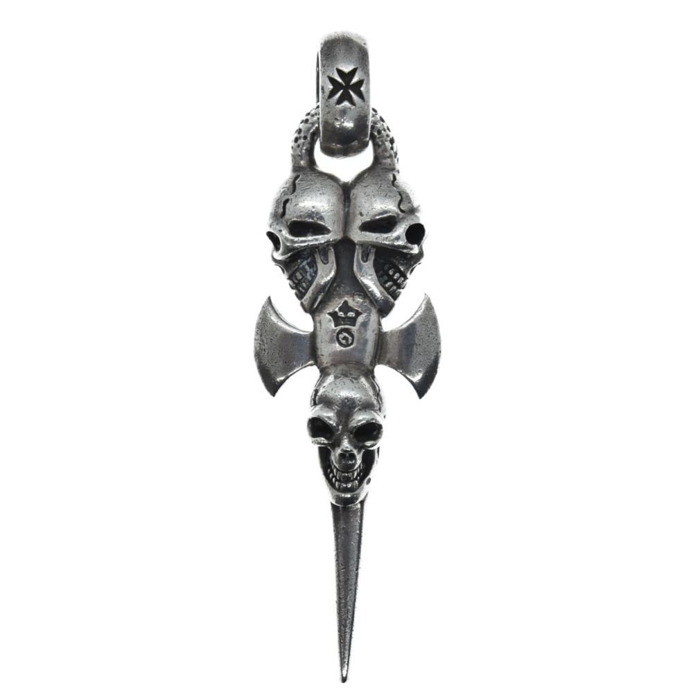 Gaboratory/Gabor(ガボラトリー/ガボール) Triple Skull dagger pendant トリプルスカルダガーネックレストップ【7022D280018】