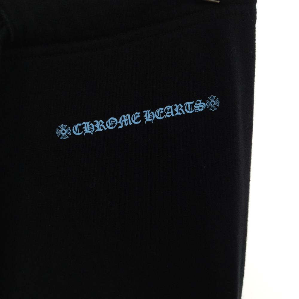 CHROME HEARTS(クロムハーツ) ロゴプリントスウェットパンツ ブラック/ブルー S【7022J040009】