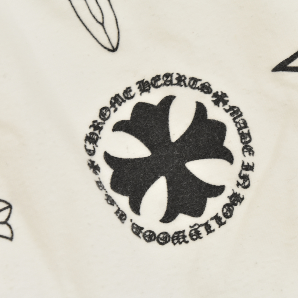 CHROME HEARTS(クロムハーツ) マルチモチーフプリント ラウンドネック半袖Tシャツ ホワイト L【7022J240006】