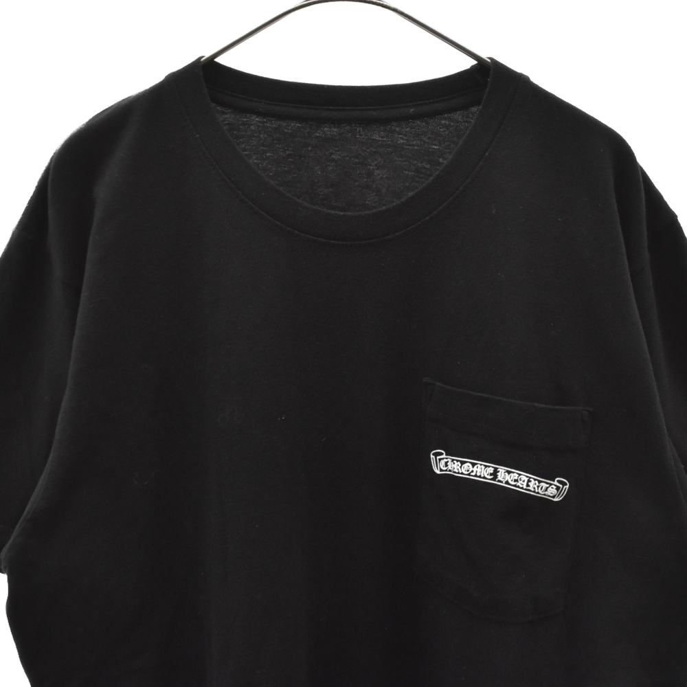CHROME HEARTS(クロムハーツ) スクロールラベルプリント ポケット 半袖Tシャツ ブラック M【7023D270003】