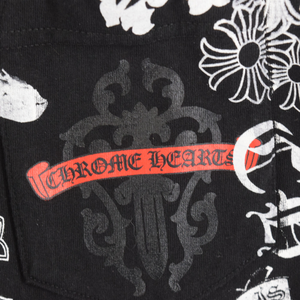 CHROME HEARTS(クロムハーツ) マルチモチーフプリント半袖Tシャツ カットソー ブラック M【7023E070002】