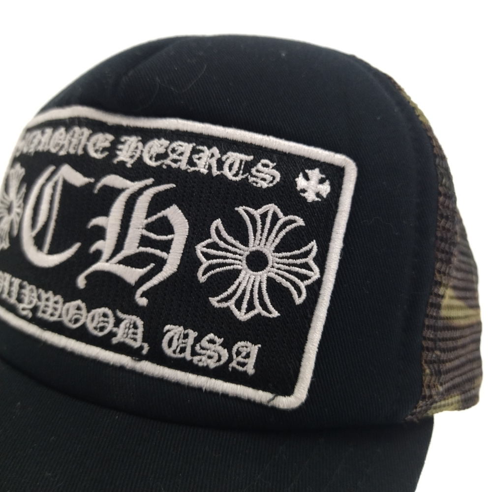 CHROME HEARTS クロムハーツ TRUCKER CAP CH刺繍トラッカーキャップ 帽子 メッシュ ブラックコットン100%メッシュ部分