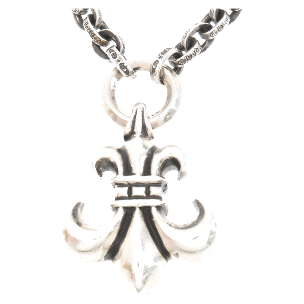 CHROME HEARTS(クロムハーツ) BS FLEUR PAPER CHAIN NECKLACE WITH BS FLEUR BSフレアペンダントペーパーチェーン ネックレス 24inch【7023H050034】