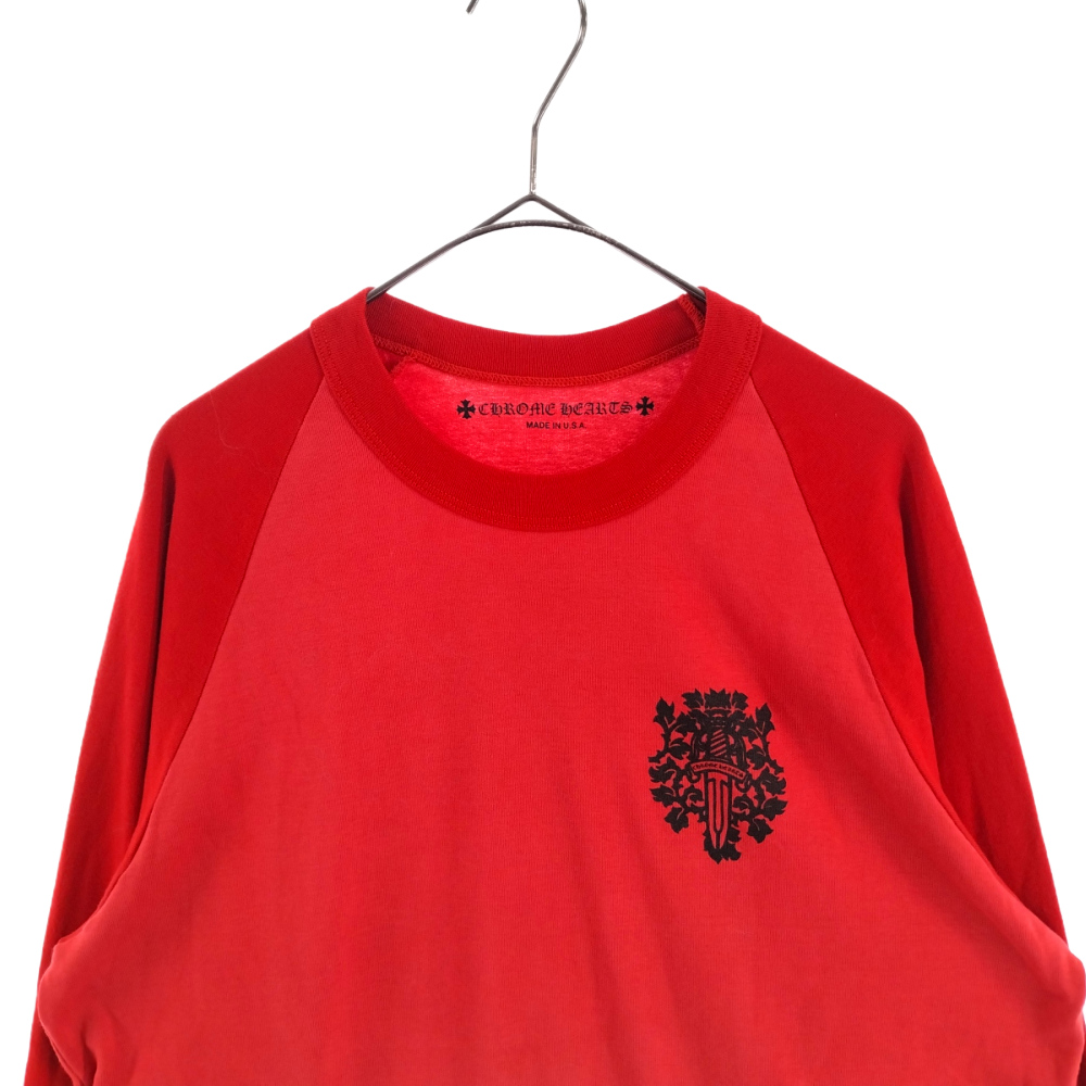 CHROME HEARTS(クロムハーツ) CH L/S / ダガープリントラグラン長袖Tシャツ カットソー ロンT レッド/ピンク XL