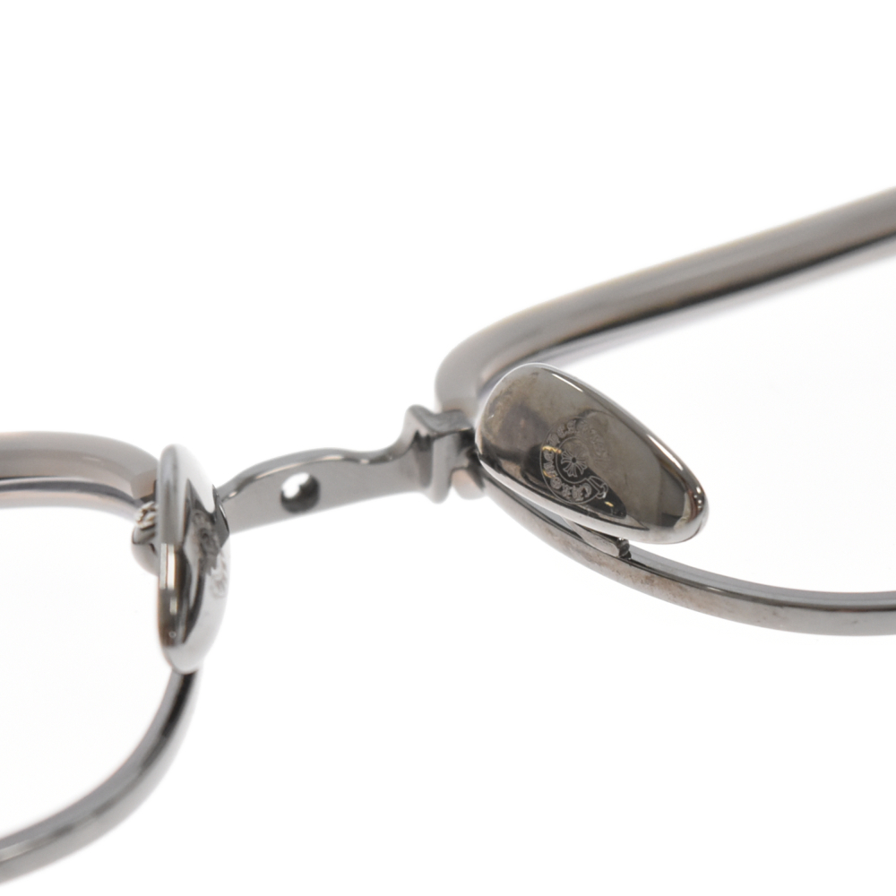 CHROME HEARTS(クロムハーツ) SLUNTRADICTION IIクロスボールハーフリムラウンドサングラス 眼鏡 メガネ アイウェア グレー/シルバー【7124D170005】