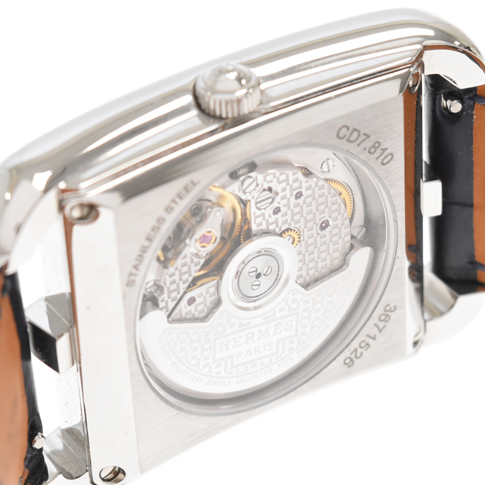 HERMES(エルメス) ケープコッド CD7.810 角型 アラビア 腕時計自動巻き ベルト ネイビー/シルバー【7223J260005】