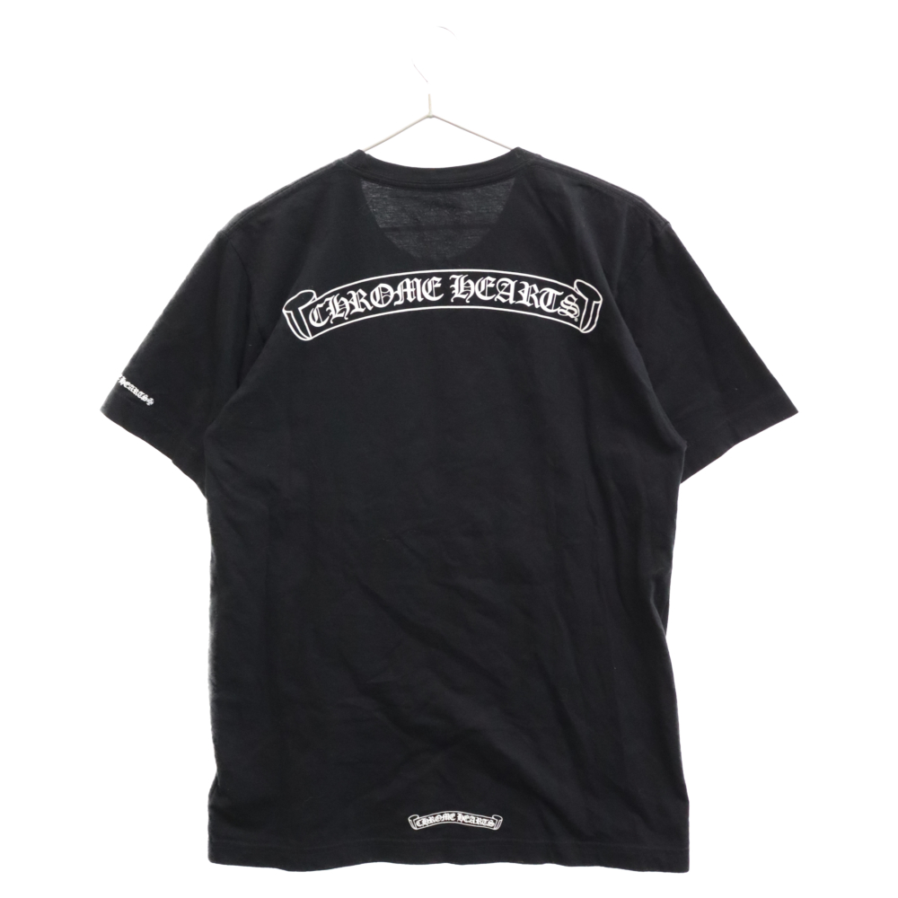 CHROME HEARTS(クロムハーツ) スクロールラベルプリント ポケット半袖Tシャツ ブラック M【7224B010002】