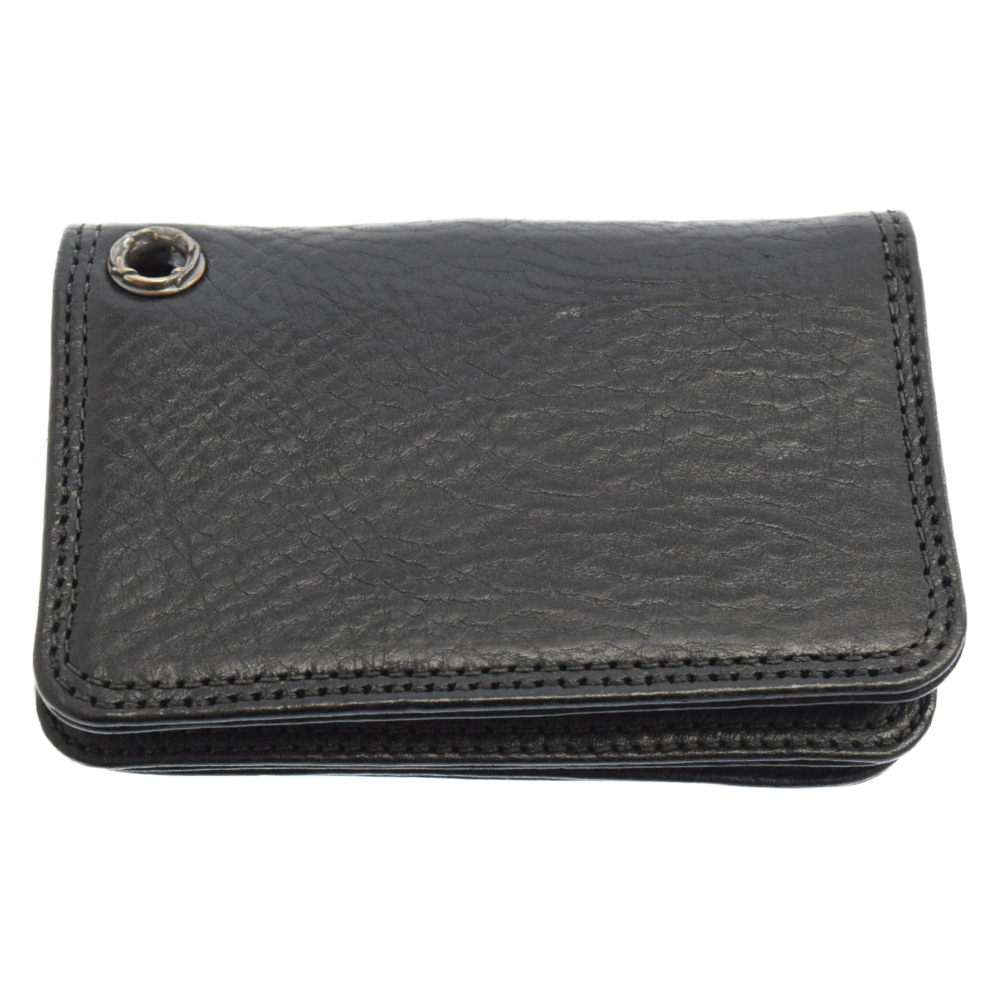 CHROME HEARTS(クロムハーツ) WALLET CARD CASE #2 GROMMET/SCROLL CEMETERY LEATHER PATCH BLACK #2 グロメット/スクロール セメタリーレザーパッチ ヘビーレザー ウォレット カードケース ブラック【9022H220101】