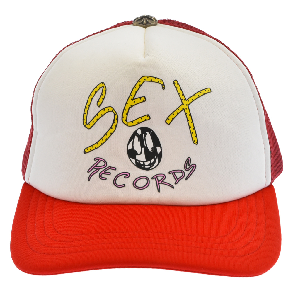 CHROME HEARTS(クロムハーツ) ×MattyBoy SEX RECORDS CAP マッティボーイ セックスレコード ロゴプリントメッシュベースボールキャップ レッド【9022L010358】