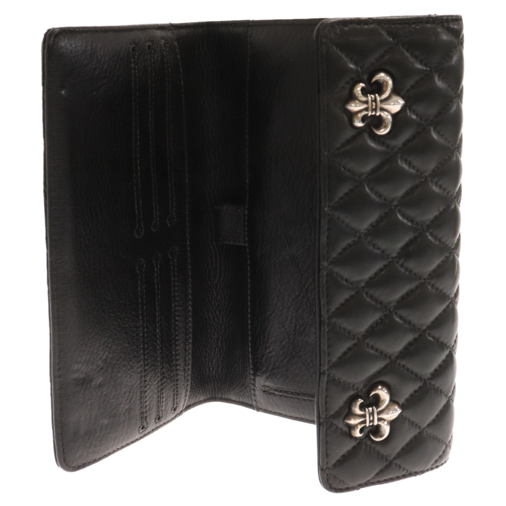 CHROME HEARTS(クロムハーツ) BS FLEUR QUILTED LEATHER CLUTCH BAG フレウラー キルト レザー バック ブラック【9024A110025】