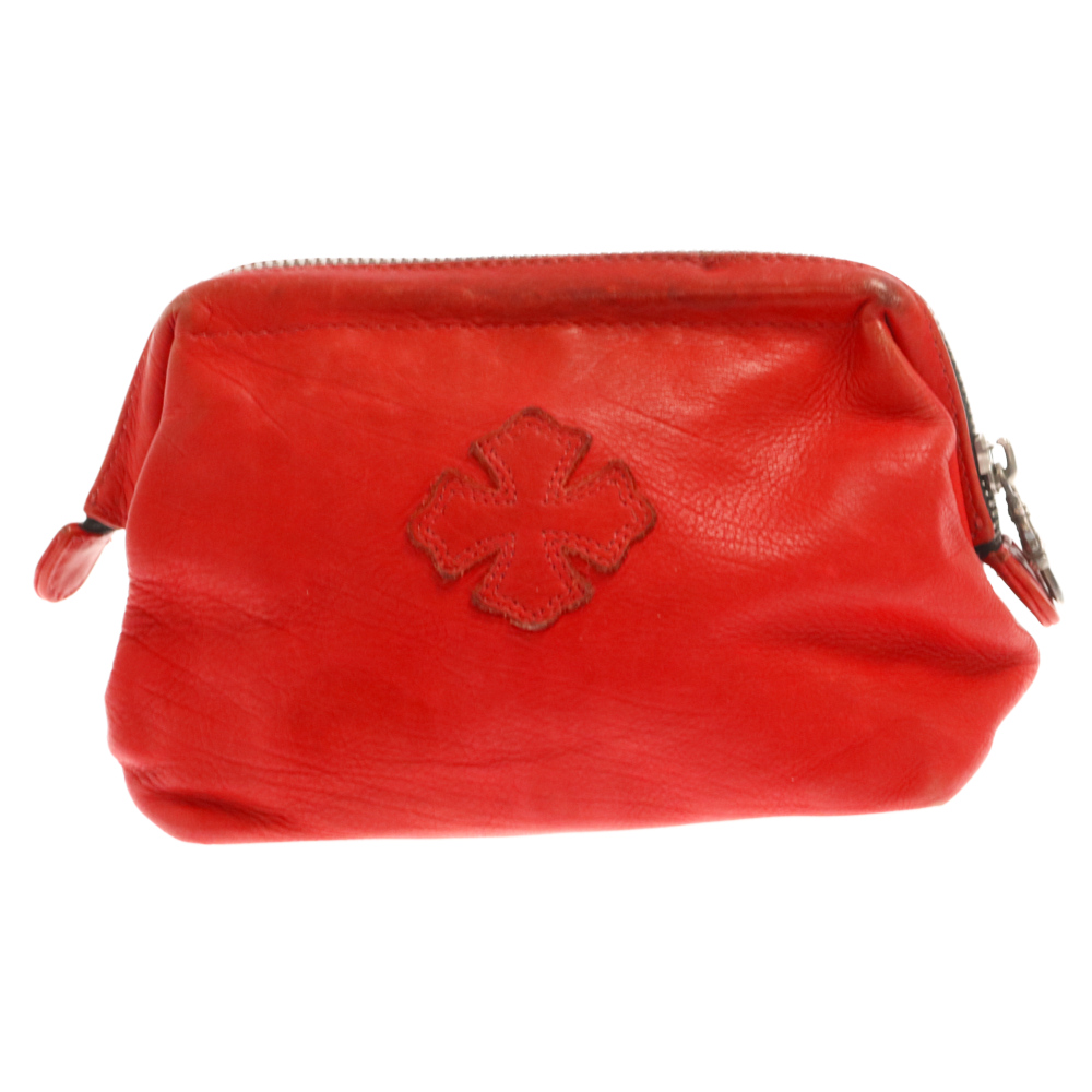 CHROME HEARTS(クロムハーツ) COSMETIC POUCH CHプラス コスメティック レザー ポーチ レッド【9024A160029】